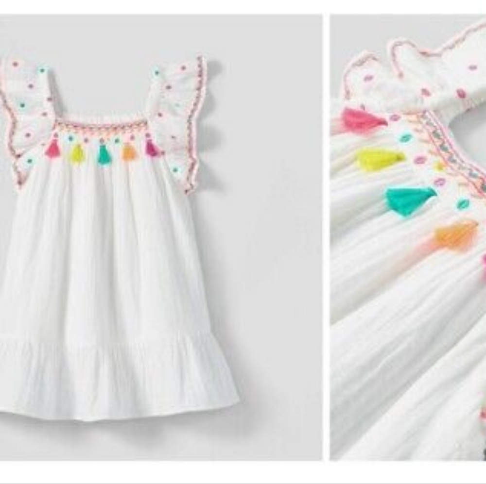 Cat And Jack Embroidered Tassel Dress